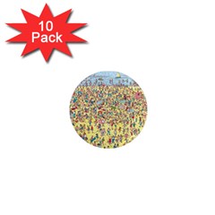 Waldo Cartoon Where s Wally Water Sky Sea Day Nature 1  Mini Magnet (10 Pack)  by 99art