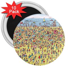 Waldo Cartoon Where s Wally Water Sky Sea Day Nature 3  Magnets (10 Pack)  by 99art