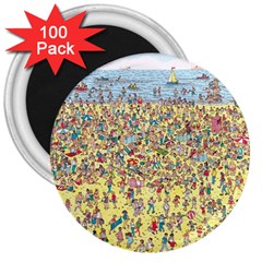 Waldo Cartoon Where s Wally Water Sky Sea Day Nature 3  Magnets (100 Pack) by 99art