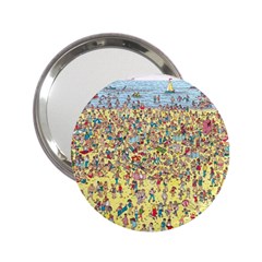 Waldo Cartoon Where s Wally Water Sky Sea Day Nature 2 25  Handbag Mirrors by 99art