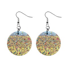 Waldo Cartoon Where s Wally Water Sky Sea Day Nature Mini Button Earrings by 99art