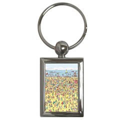 Waldo Cartoon Where s Wally Water Sky Sea Day Nature Key Chain (rectangle) by 99art