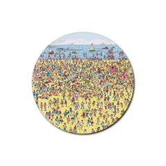 Waldo Cartoon Where s Wally Water Sky Sea Day Nature Rubber Coaster (round) by 99art