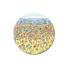 Waldo Cartoon Where s Wally Water Sky Sea Day Nature Magnet 3  (round) by 99art