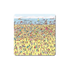 Waldo Cartoon Where s Wally Water Sky Sea Day Nature Square Magnet by 99art