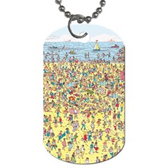 Waldo Cartoon Where s Wally Water Sky Sea Day Nature Dog Tag (one Side) by 99art