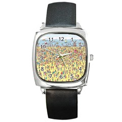 Waldo Cartoon Where s Wally Water Sky Sea Day Nature Square Metal Watch by 99art