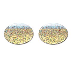 Waldo Cartoon Where s Wally Water Sky Sea Day Nature Cufflinks (oval) by 99art