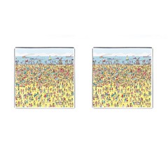 Waldo Cartoon Where s Wally Water Sky Sea Day Nature Cufflinks (square) by 99art