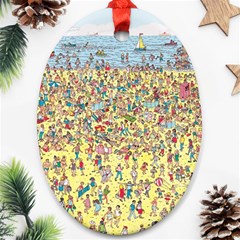 Waldo Cartoon Where s Wally Water Sky Sea Day Nature Oval Ornament (two Sides) by 99art