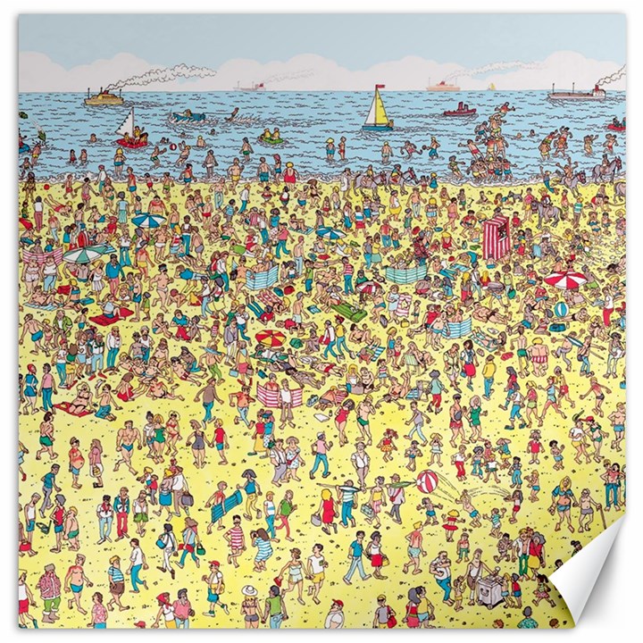 Waldo Cartoon Where s Wally Water Sky Sea Day Nature Canvas 20  x 20 