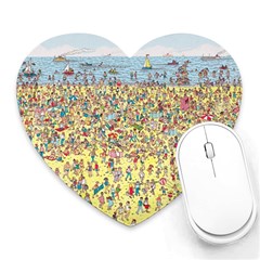 Waldo Cartoon Where s Wally Water Sky Sea Day Nature Heart Mousepad by 99art