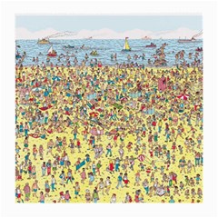 Waldo Cartoon Where s Wally Water Sky Sea Day Nature Medium Glasses Cloth (2 Sides) by 99art