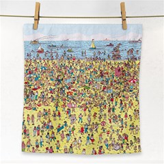 Waldo Cartoon Where s Wally Water Sky Sea Day Nature Face Towel by 99art