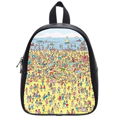 Waldo Cartoon Where s Wally Water Sky Sea Day Nature School Bag (small) by 99art