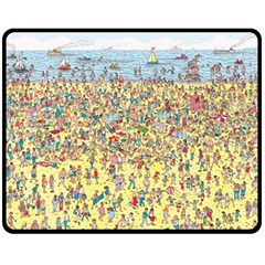 Waldo Cartoon Where s Wally Water Sky Sea Day Nature Fleece Blanket (medium) by 99art