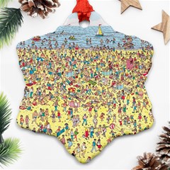 Waldo Cartoon Where s Wally Water Sky Sea Day Nature Ornament (snowflake) by 99art