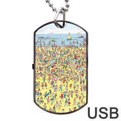 Waldo Cartoon Where s Wally Water Sky Sea Day Nature Dog Tag Usb Flash (one Side) by 99art