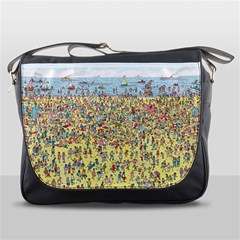 Waldo Cartoon Where s Wally Water Sky Sea Day Nature Messenger Bag by 99art