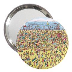 Waldo Cartoon Where s Wally Water Sky Sea Day Nature 3  Handbag Mirrors by 99art