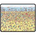 Waldo Cartoon Where s Wally Water Sky Sea Day Nature Two Sides Fleece Blanket (Medium) 58.8 x47.4  Blanket Front