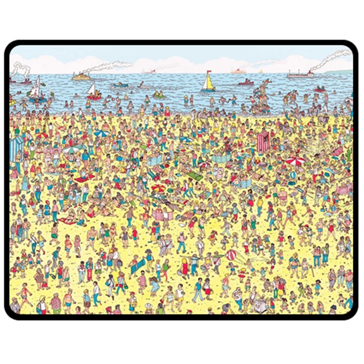 Waldo Cartoon Where s Wally Water Sky Sea Day Nature Two Sides Fleece Blanket (Medium)