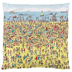 Waldo Cartoon Where s Wally Water Sky Sea Day Nature Standard Premium Plush Fleece Cushion Case (one Side) by 99art