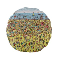 Waldo Cartoon Where s Wally Water Sky Sea Day Nature Standard 15  Premium Flano Round Cushions by 99art