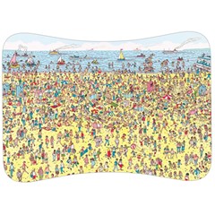 Waldo Cartoon Where s Wally Water Sky Sea Day Nature Velour Seat Head Rest Cushion by 99art