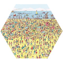 Waldo Cartoon Where s Wally Water Sky Sea Day Nature Wooden Puzzle Hexagon by 99art