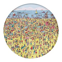 Waldo Cartoon Where s Wally Water Sky Sea Day Nature Round Glass Fridge Magnet (4 Pack) by 99art