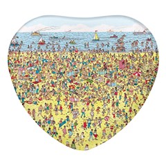 Waldo Cartoon Where s Wally Water Sky Sea Day Nature Heart Glass Fridge Magnet (4 Pack) by 99art