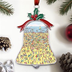 Waldo Cartoon Where s Wally Water Sky Sea Day Nature Metal Holly Leaf Bell Ornament by 99art