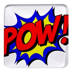 Pow Comic Comic Book Fight Square Glass Fridge Magnet (4 Pack) by 99art