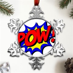 Pow Comic Comic Book Fight Metal Small Snowflake Ornament by 99art