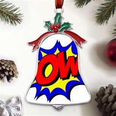 Pow Comic Comic Book Fight Metal Holly Leaf Bell Ornament by 99art