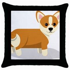 Corgi Dog Puppy Throw Pillow Case (black) by 99art