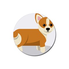 Corgi Dog Puppy Rubber Coaster (round) by 99art