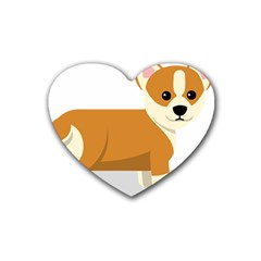 Corgi Dog Puppy Rubber Coaster (heart) by 99art