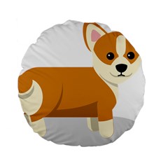 Corgi Dog Puppy Standard 15  Premium Flano Round Cushions by 99art