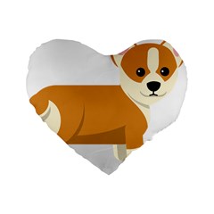 Corgi Dog Puppy Standard 16  Premium Flano Heart Shape Cushions by 99art