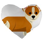 Corgi Dog Puppy Large 19  Premium Flano Heart Shape Cushions Front