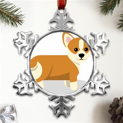 Corgi Dog Puppy Metal Small Snowflake Ornament