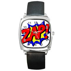 Zap Comic Book Fight Square Metal Watch by 99art