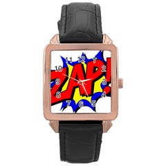 Zap Comic Book Fight Rose Gold Leather Watch  by 99art