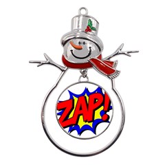 Zap Comic Book Fight Metal Snowman Ornament