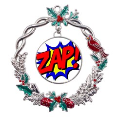 Zap Comic Book Fight Metal X mas Wreath Holly Leaf Ornament by 99art