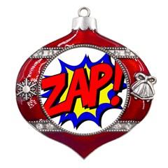 Zap Comic Book Fight Metal Snowflake And Bell Red Ornament