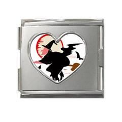 Bat Broom Broomstick Mega Link Heart Italian Charm (18mm) by 99art