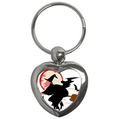 Bat Broom Broomstick Key Chain (heart) by 99art